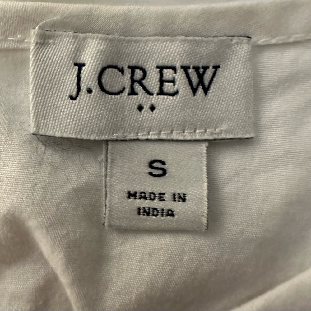 J. Crew embroidered flutter sleeve top white with blue scalloped sleeves Small - Picture 9 of 12